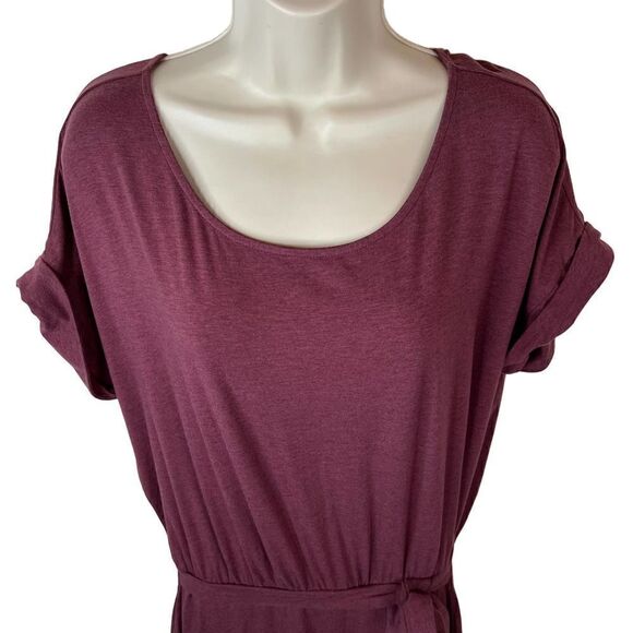 GARNET HILL Organic Cotton Jersey Knit Dress in Burgundy Women's Large - Picture 4 of 8